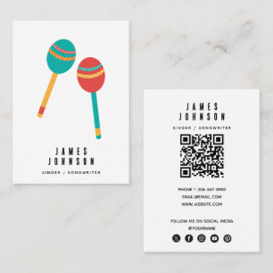Tarjeta De Visita Instrumentos Musicales Música Maracas Cantante Mús
