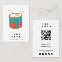 Tarjeta De Visita Instrumentos Musicales Música Tambor Cantante Músi