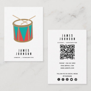 Tarjeta De Visita Instrumentos Musicales Música Tambor Cantante Músi