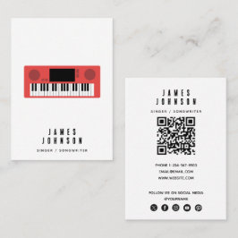 Tarjeta De Visita Instrumentos Musicales Música Teclado Cantante Mús
