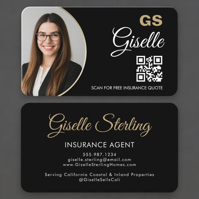 Tarjeta De Visita Insurance Agent Photo QR Code  (Subido por el creador)