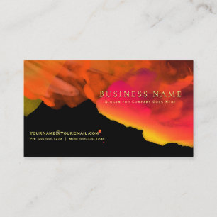 Tarjeta De Visita Intensas y feroces acuarelas rosadas Naranjas en n