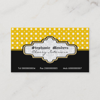 Tarjeta De Visita Interiores de puntos de polka blanco amarillo negr