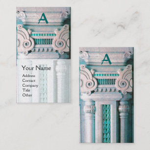 Tarjeta De Visita INTERIORISTA, blanco verde azulado del monograma