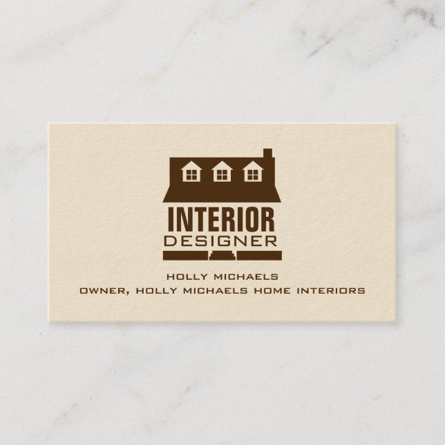Tarjeta De Visita Interiorista - casa del estilo del cabo de Brown (Anverso)