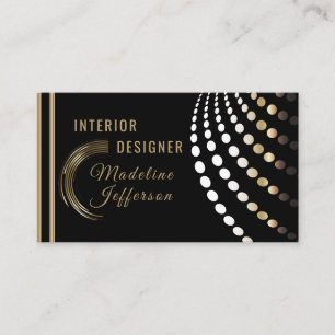 Tarjeta De Visita Interiorista profesional - oro y negro
