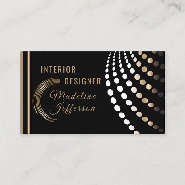 Tarjeta De Visita Interiorista profesional - oro y negro (Anverso)