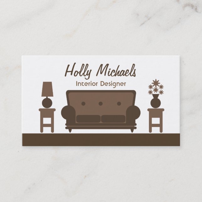 Tarjeta De Visita Interiorista - sala de estar de Brown (Anverso)