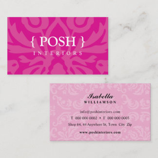 Tarjeta De Visita INTERIORS moderno elegante textil damasco rosa cal