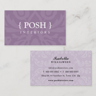 Tarjeta De Visita INTERIORS moderno elegante textiles adamascado mor