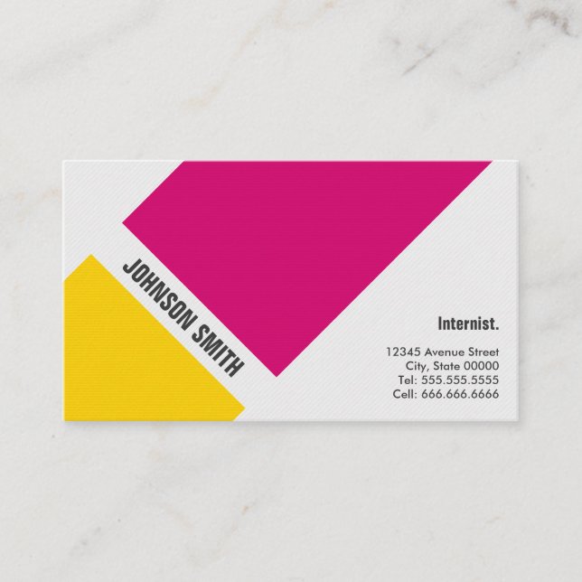 Tarjeta De Visita Internista - Amarillo rosa simple (Anverso)