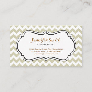 Tarjeta De Visita Intérprete - Chevron Simple Jasmine