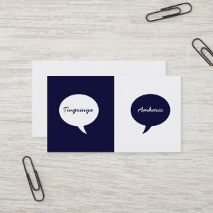 Tarjeta De Visita Intérprete de Idiomas Personalizados Azul Marina