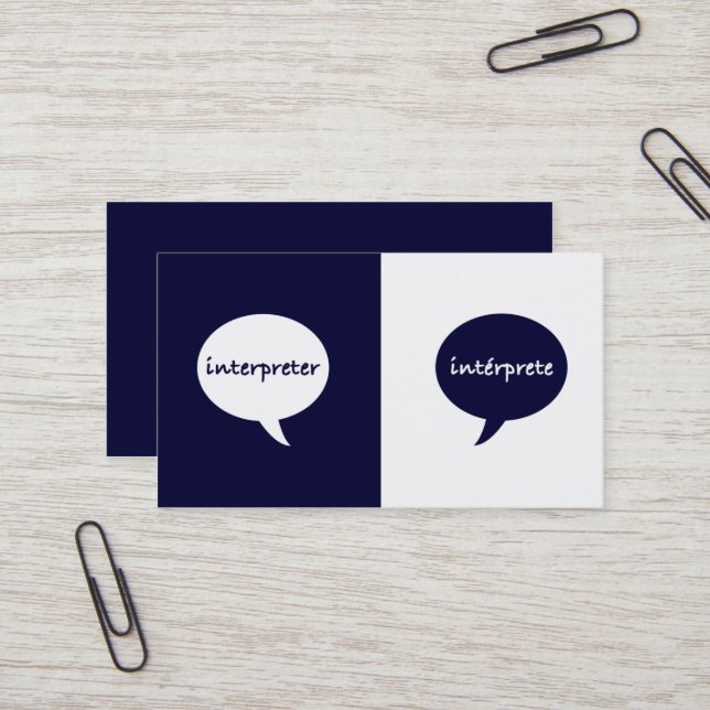 Tarjeta De Visita Intérprete inglés - español (Anverso/Reverso In Situ)