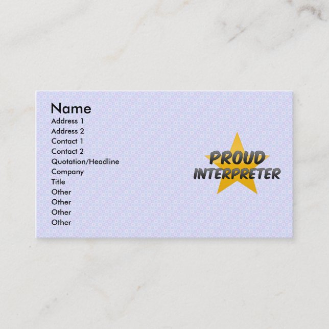 Tarjeta De Visita Intérprete orgulloso (Anverso)