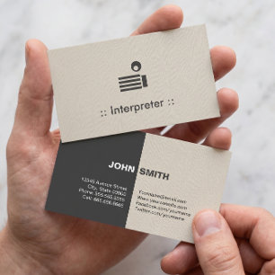 Tarjeta De Visita Intérprete Simple Elegante Profesional