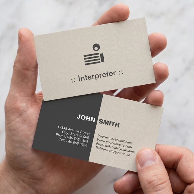 Tarjeta De Visita Intérprete Simple Elegante Profesional (Subido por el creador)
