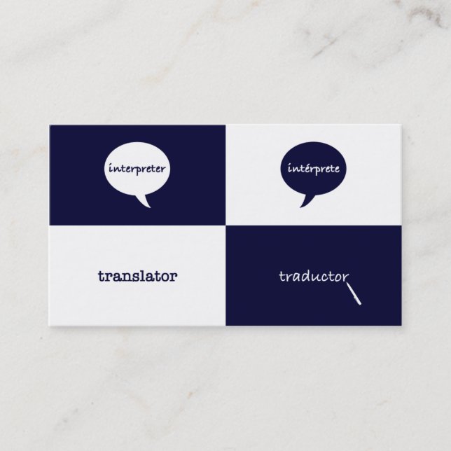 Tarjeta De Visita Intérprete/Traductor Inglés - Español Masculino (Anverso)