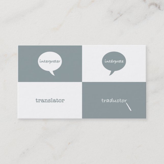 Tarjeta De Visita Intérprete/Traductor Inglés - Español Masculino (Anverso)