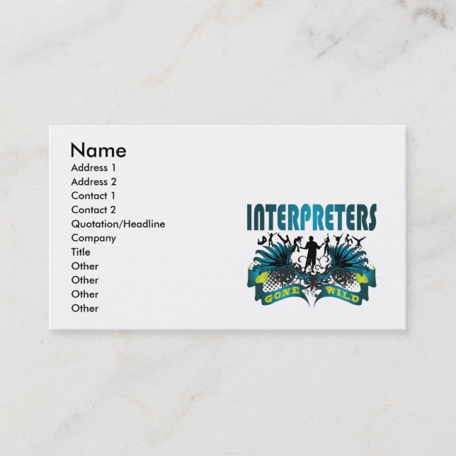 Tarjeta De Visita Intérpretes idos salvajes (Anverso)