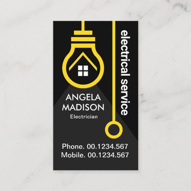 Tarjeta De Visita Interruptor de bombilla amarillo eléctrico (Anverso)
