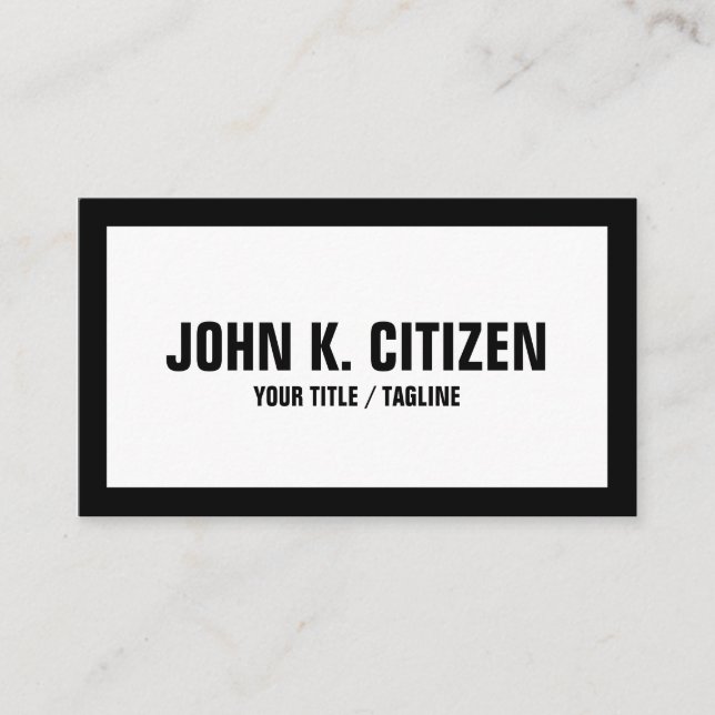 Tarjeta de visita intrépida básica blanco y negro (Anverso)