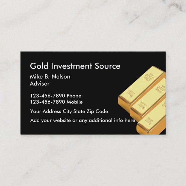 Tarjeta De Visita Inversión en oro Commodities (Anverso)