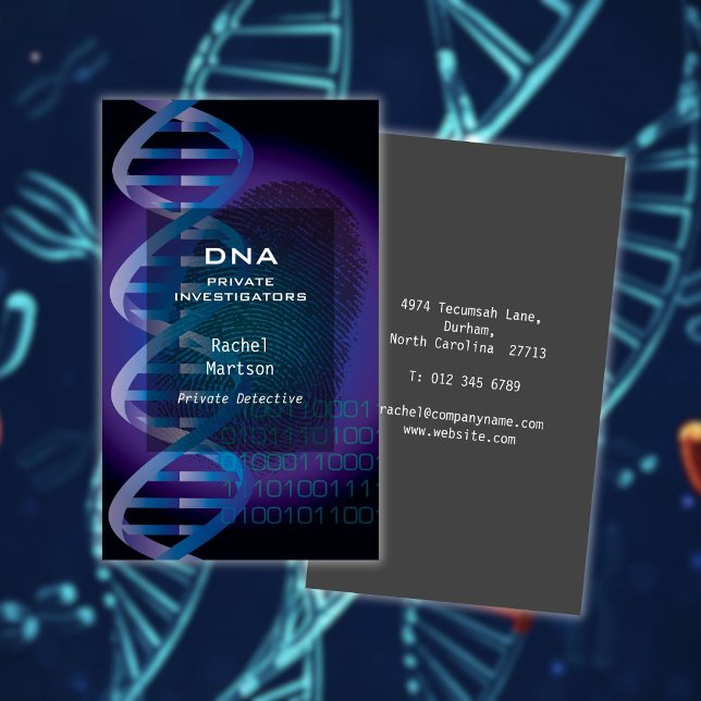 Tarjeta De Visita Investigación científica de huellas dactilares de  (Blue DNA Fingerprint Science Investigation Business Card)