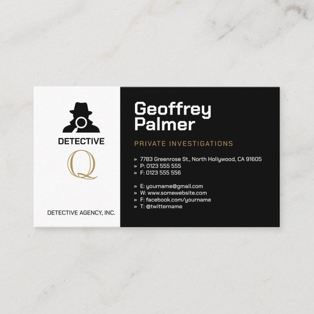 Tarjeta De Visita Investigaciones privadas | Detective Profesional (Anverso)