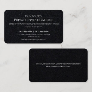 Tarjeta De Visita Investigaciones privadas   Detective Profesional