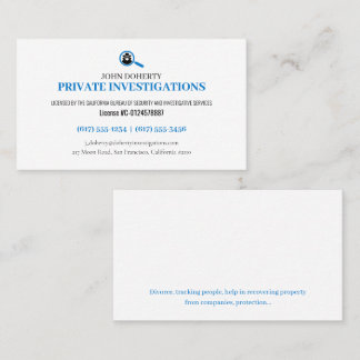 Tarjeta De Visita Investigaciones Privadas | Detective Profesional 