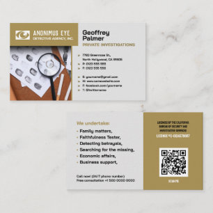 Tarjeta De Visita Investigaciones privadas   Detective Profesional