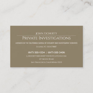 Tarjeta De Visita Investigaciones privadas   Detective Profesional