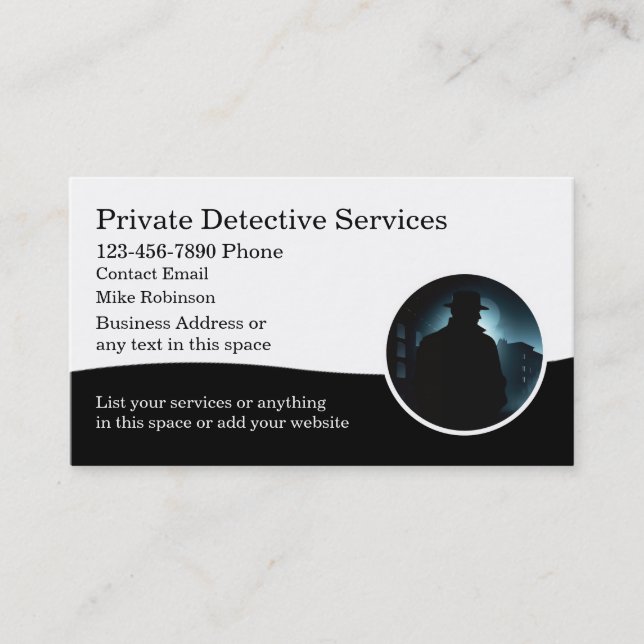 Tarjeta De Visita Investigador de Seguridad de Detective Privado (Anverso)