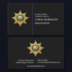 Tarjeta De Visita Investigador del Sheriff Línea Azul Fina