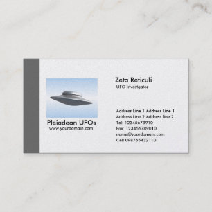 Tarjeta De Visita Investigador del UFO del borde - gris