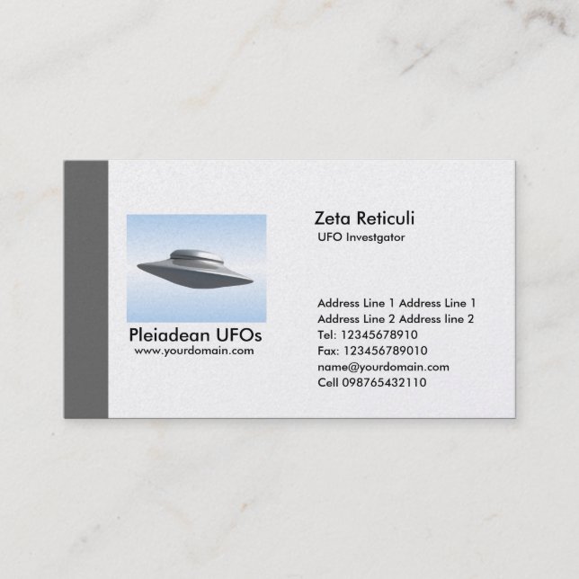 Tarjeta De Visita Investigador del UFO del borde - gris (Anverso)