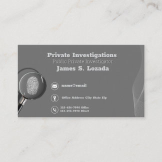 Tarjeta De Visita Investigador gris de investigación privada