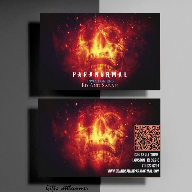 Tarjeta De Visita Investigador paranormal Burning Skull (Subido por el creador)