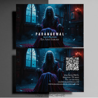 Tarjeta De Visita Investigador Paranormal Chica Poseída Embrujada