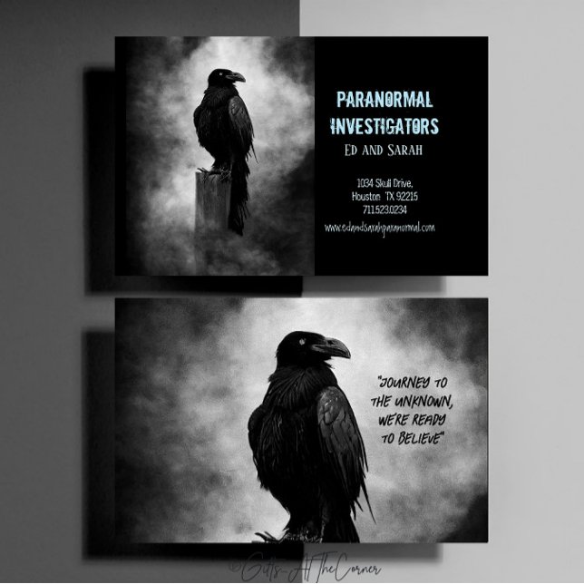 Tarjeta De Visita Investigador paranormal Creepy Raven (Subido por el creador)