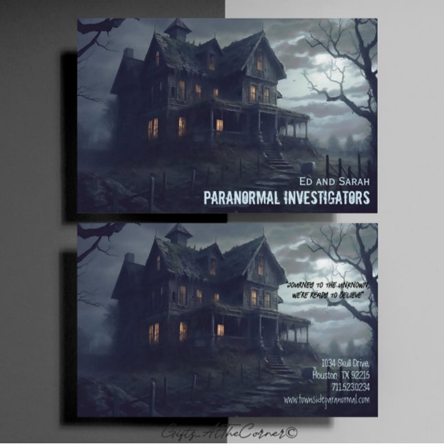 Tarjeta De Visita Investigador paranormal Eerie Haunted House (Subido por el creador)