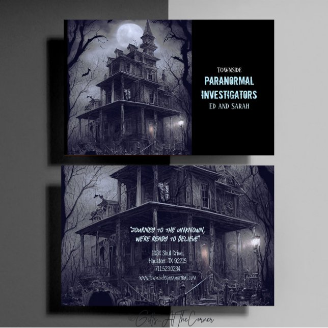 Tarjeta De Visita Investigador paranormal Eerie Haunted House (Subido por el creador)