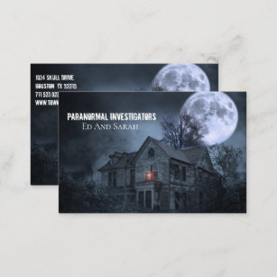 Tarjeta De Visita Investigador paranormal en casa de luna llena
