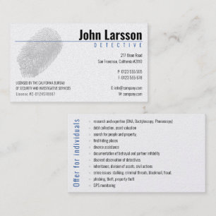 Tarjeta De Visita Investigador privado   Detective