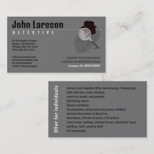 Tarjeta De Visita Investigador privado   Detective