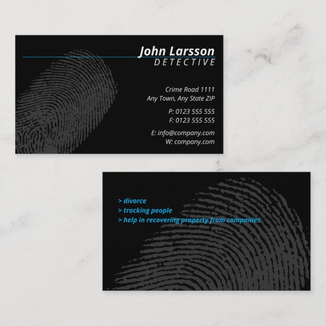 Tarjeta De Visita Investigador privado | Detective (Anverso / Reverso)