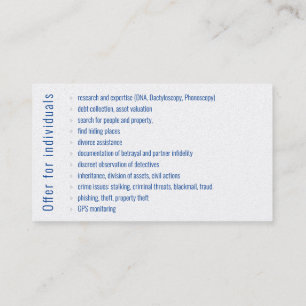 Tarjeta De Visita Investigador privado   Detective Deep Blue