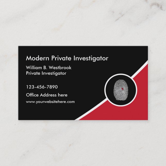 Tarjeta De Visita Investigador privado moderno (Anverso)