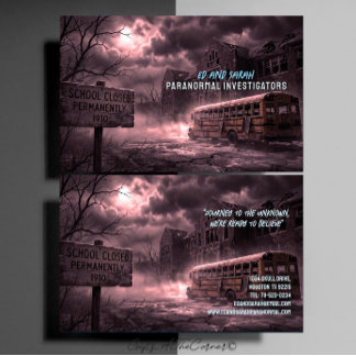 Tarjeta De Visita Investigadores Paranormales Autobús Escolar Embruj